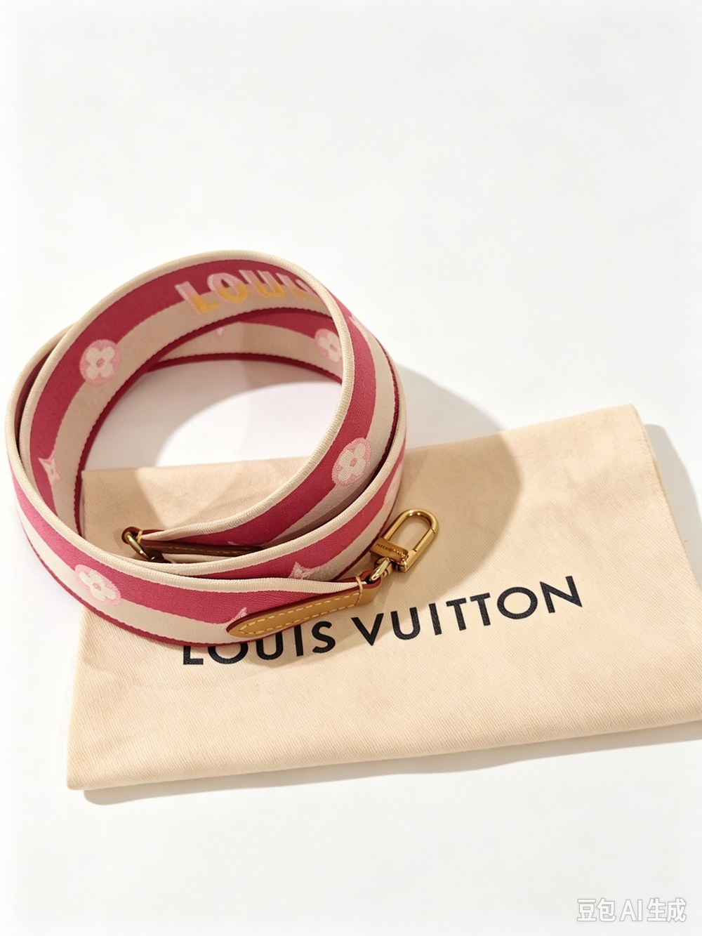 Louis Vuitton Pink Monogram Canvas Strap with Gold Hardware